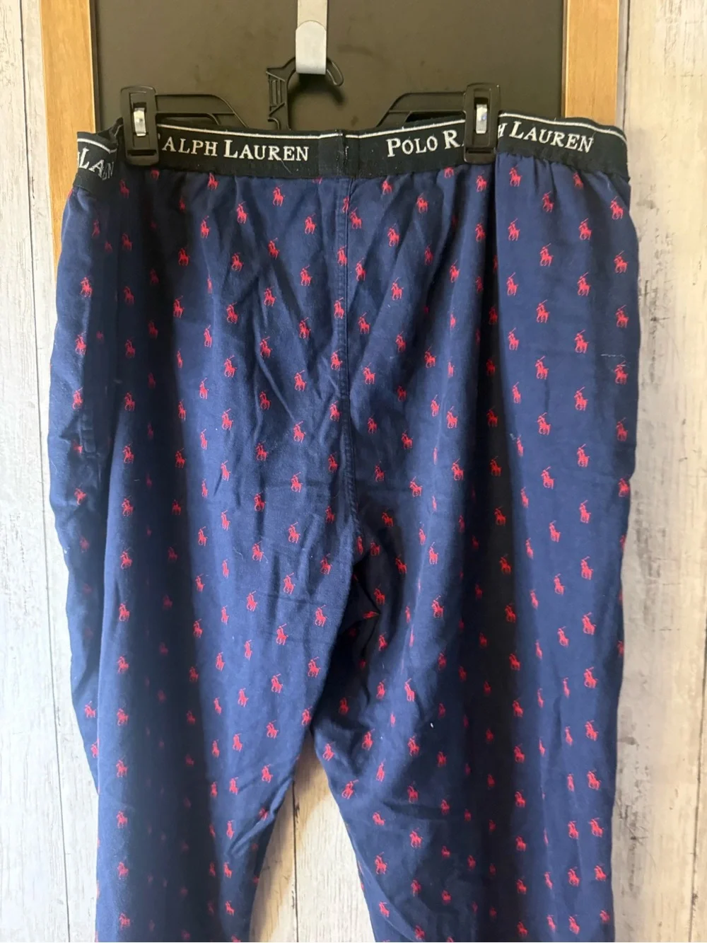 Polo Ralph Lauren Mens Pajama Pants Navy Blue Red Pony Logo Cotton Large L